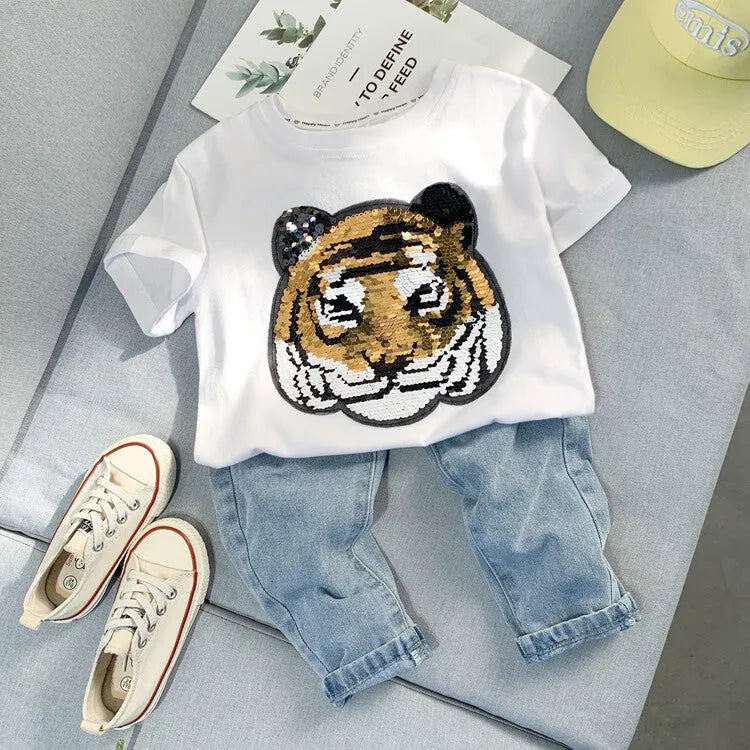 T-shirt manches courtes Panda Garçons Haut à manches mi-longues