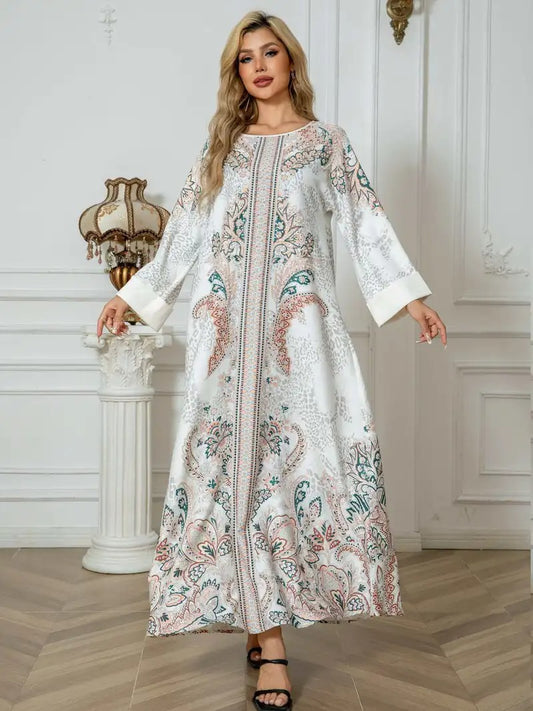 Women's Leopard Print Long Kaftan Dress - Enfance-Heureuse
