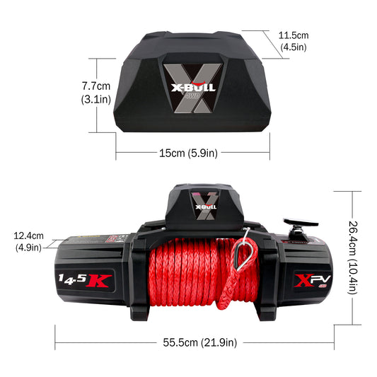 X-BULL Electric Winch XPV 14500 Lbs 12V Synthetic Red Rope New Jeep Tractor 4WD Unavailable Platform - Amazon - Enfance-Heureuse