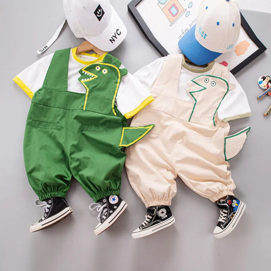 T-shirt Suspender Shorts Two-piece Set