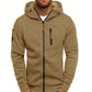 Men's Casual Zipper Hooded Sweater Solid Color Sports Fitness Jackets Cardigan - Enfance-Heureuse