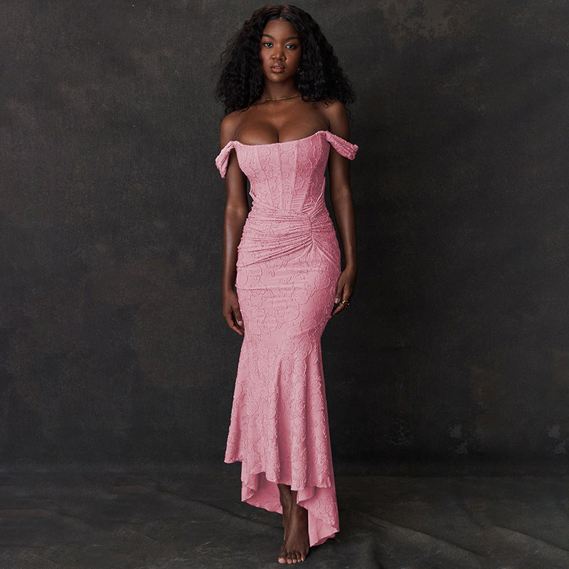 Vestido de noche sexy de Mozision con hombros descubiertos y espalda descubierta para mujer, morado, sin mangas, sin tirantes, fruncido, ajustado, para fiesta y club.