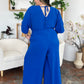 Double Take Full Size Surplice Wide Leg Jumpsuit with Pockets - Enfance-Heureuse