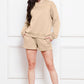 Round Neck Long Sleeve Sweatshirt and Drawstring Shorts Set - Enfance-Heureuse