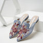 Code embroidery tipped a pedal lazy low heel women's slippers - Enfance-Heureuse