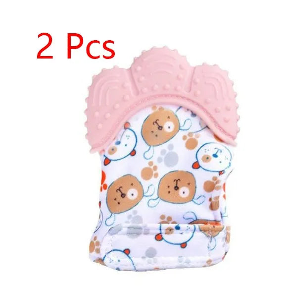 Bébé de dentition bébé anti-morsure silicone molaire gants enfants de jouets sonores - Enfance-Heureuse