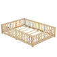 Full Size Bed Floor Bed With Safety Guardrails And Door For Kids, Natural - Enfance-Heureuse