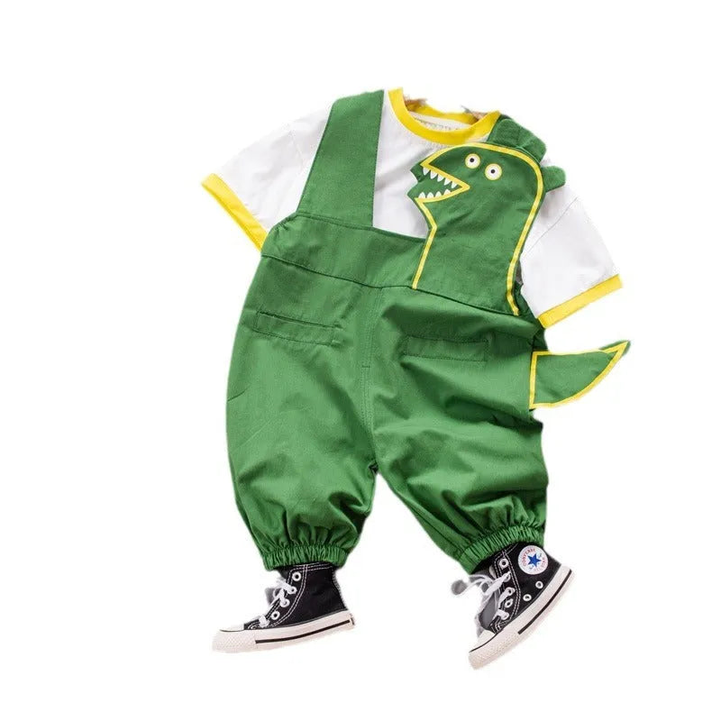 T-shirt Suspender Shorts Two-piece Set