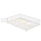 Full Size Bed Floor Bed With Safety Guardrails And Door For Kids, White - Enfance-Heureuse