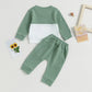 Color Matching Pocket Waffle Sweater Lace-up Sweatpants 2-Piece Children's Fashion Casual Wear Baby Suit - Enfance-Heureuse