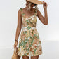 Printed Ruffled Surplice Wide Strap Mini Dress - Enfance-Heureuse