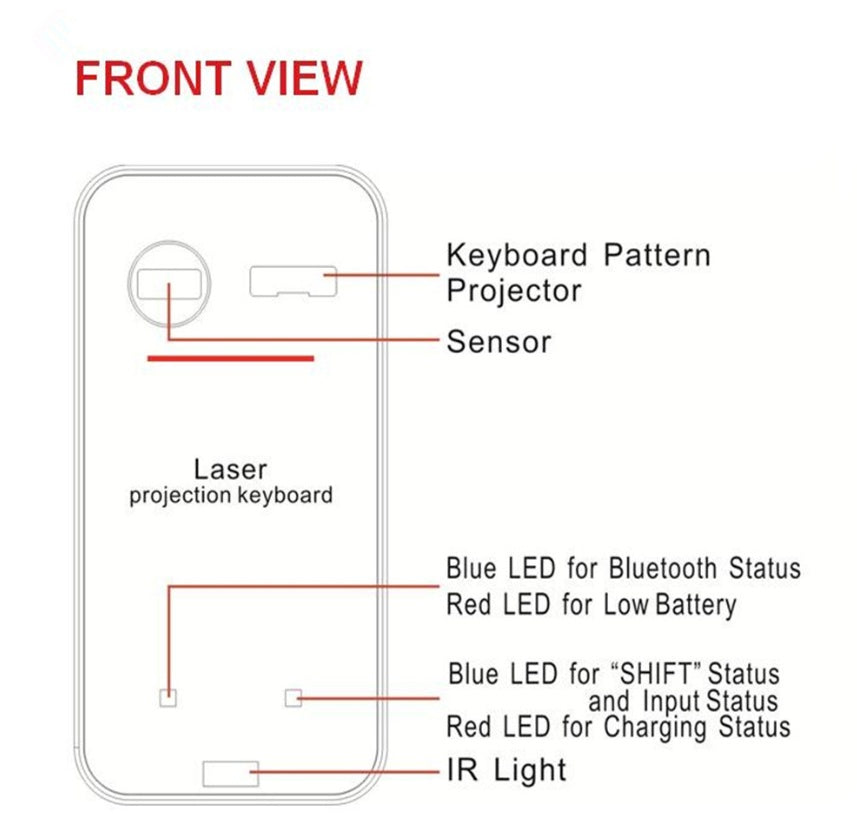 Clavier laser virtuel LEING FST, projecteur sans fil Bluetooth, clavier de téléphone pour ordinateur portable, tablette, avec fonction souris