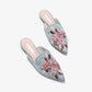 Code embroidery tipped a pedal lazy low heel women's slippers - Enfance-Heureuse