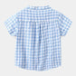 Children's Cotton Blue Short-sleeved Shirt Fashion Casual Short-sleeved Plaid Shirt - Enfance-Heureuse