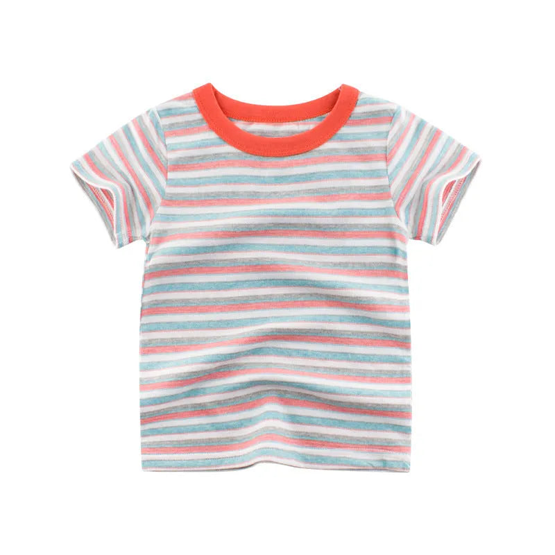 Garçons d'été À Manches Courtes Rayé T-Shirt - Enfance-Heureuse