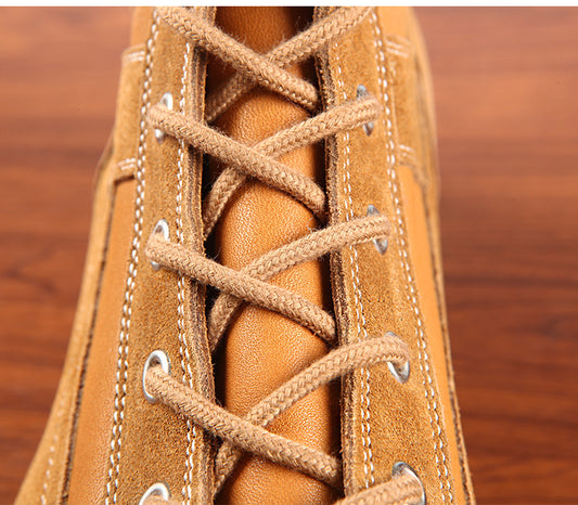 Leather Stitching Paratrooper Work Ankle Boots - Enfance-Heureuse