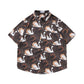 Retro Printed Shirt Short Sleeve Loose Design - Enfance-Heureuse