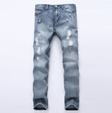 MCCKLE Fashion Brand Designer Mens Ripped Jeans Pants Light Blue Slim Fit Distressed Denim Joggers Male Plus Size Jean Trousers - Enfance-Heureuse