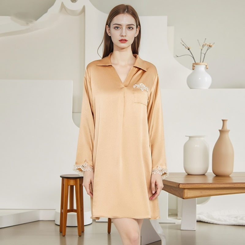 Silk Nightdress Women's Mulberry Silk Loose Home Wear Thin Shirt Dress