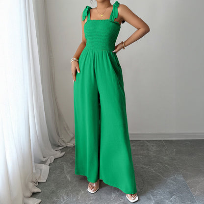 Women's High-grade Simple Camisole High-waist Wide-leg Jumpsuit - Enfance-Heureuse