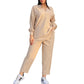 Women's Fashion Casual Lapel Long Sleeve Shirt Casual Pants Suit - Enfance-Heureuse