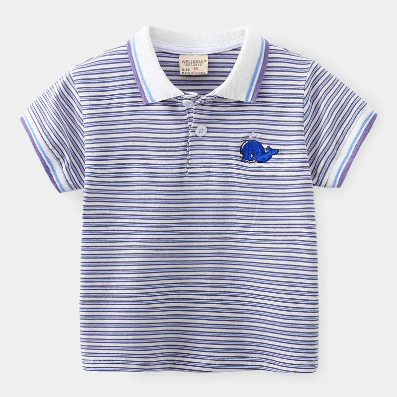 Enfants de Bande Dessinée À Manches Courtes Rayé T-shirt - Enfance-Heureuse