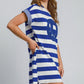 Umgee Peace Applique Striped Short Sleeve Mini Dress
