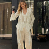 Casual Ruffled Long Sleeve Shirt - Enfance-Heureuse