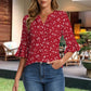 Womens Ruffle 3 4 Sleeve Chiffon Blouses Dressy Casual Trendy Shirts V Neck Business Work Top - Enfance-Heureuse