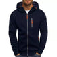 Men's Casual Zipper Hooded Sweater Solid Color Sports Fitness Jackets Cardigan - Enfance-Heureuse