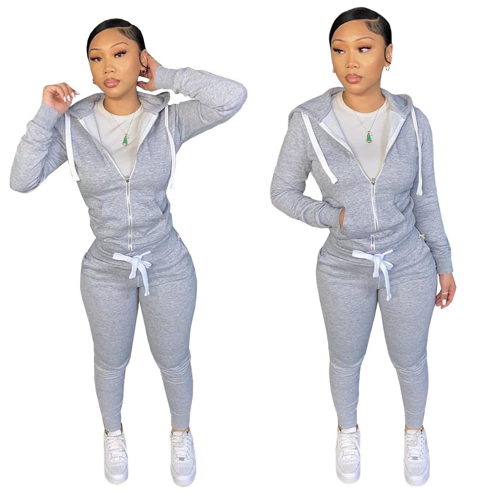 Women's Cotton Sweater Tight-fitting Two-piece Suit - Enfance-Heureuse