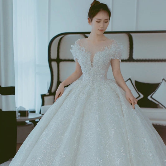 Off Shoulder French Main Wedding Dress - Enfance-Heureuse