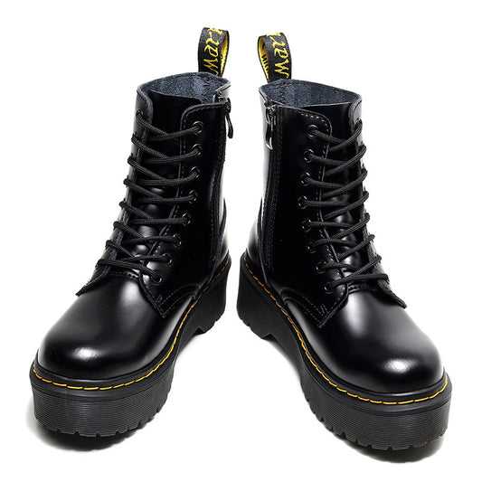 Muffin Bottom Lace-up Motorcycle Boots - Enfance-Heureuse