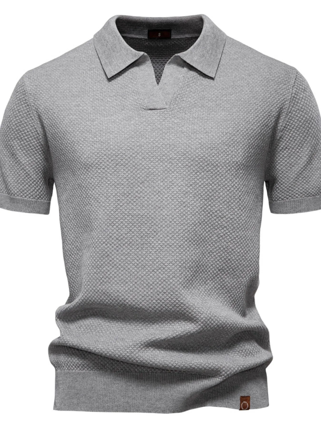 Men's Classic Textured Short Sleeve Polo Shirt - Enfance-Heureuse