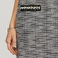 She + Sky Full Size Short Sleeve Pearl Studded Trim Knit Tweed Dress Plus Size - Enfance-Heureuse