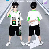 Boys' Summer Loose Sports Clothes Middle And Big Children's Two Piece Set - Enfance-Heureuse