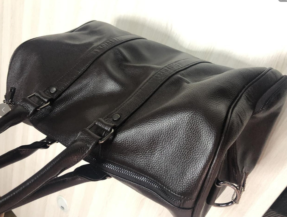 The first layer of leather leisure portable travel bag luggage bag with independent shoes single shoulder diagonal package - Enfance-Heureuse