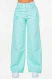 American Bazi High Waist Distressed Wide Leg Jeans - Enfance-Heureuse