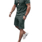 Men's Plus Size Round Neck Short Sleeve Top and Shorts Set - Enfance-Heureuse