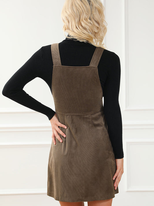Women's Retro Autumn Solid Color Sleeveless Dress - Enfance-Heureuse