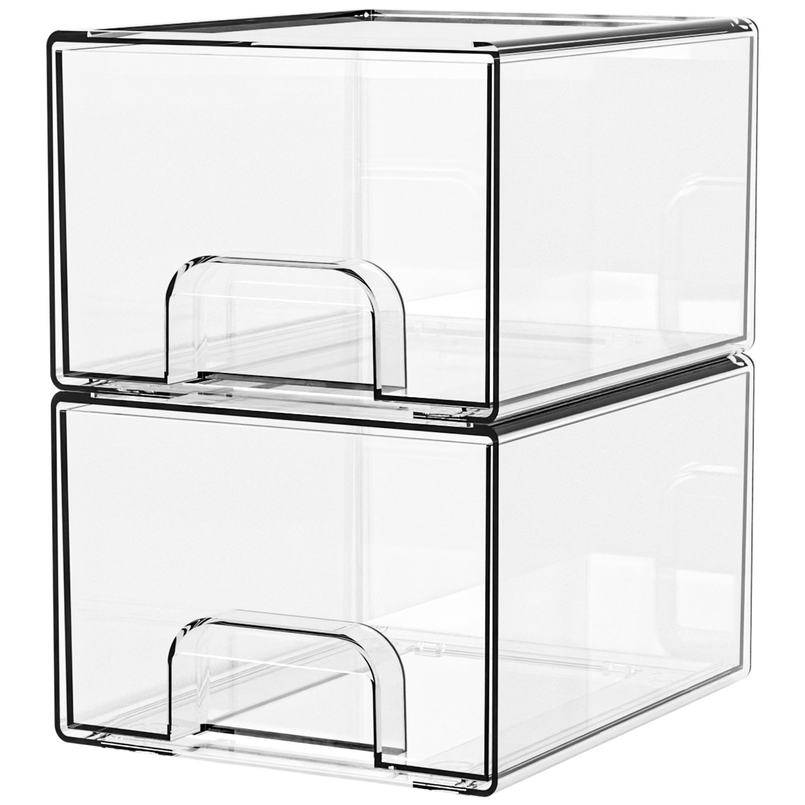 1 2 4 Pack Clear Stackable Storage Drawers, 11.2cm, 4.4in Tall Acrylic Bathroom Makeup Organizer,Plastic Storage Bins For Vanity, Undersink, Kitchen Cabinets, Pantry, Home Organization - Enfance-Heureuse