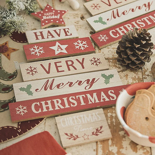Christmas Wooden English Blessing Listing Wall Decorations - Enfance-Heureuse