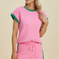 Double Take Full Size Texture Contrast T-Shirt and Shorts Set - Enfance-Heureuse