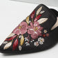 Code embroidery tipped a pedal lazy low heel women's slippers - Enfance-Heureuse