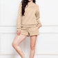 Round Neck Long Sleeve Sweatshirt and Drawstring Shorts Set - Enfance-Heureuse