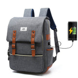 Vintage men women canvas backpacks school bags for teenage girls laptop backpack with USB charging fashion travel - Enfance-Heureuse