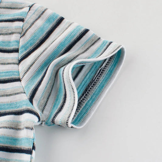 Garçons d'été À Manches Courtes Rayé T-Shirt - Enfance-Heureuse