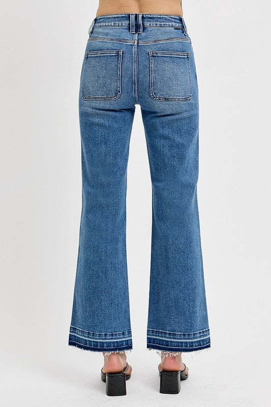 RISEN Full Size Raw Hem Ankle Bootcut Jeans Plus Size - Enfance-Heureuse