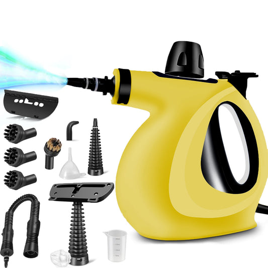 Handheld Multi-Surface Pressurized Steam Cleaner With 12 Accessories, Multi-Purpose Steam Generator For Household Water Tank, Natural Steam Cleaning, Yellow