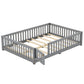 Full Size Bed Floor Bed With Safety Guardrails And Door For Kids, Gray - Enfance-Heureuse